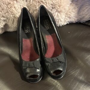 Black Peep-Toe Heels